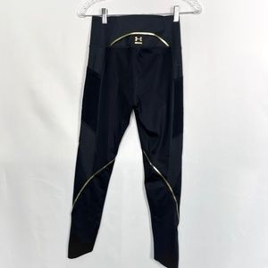 Under Armor Heatgear Perpetual Compression Legging Black w Gold Trim sz Medium